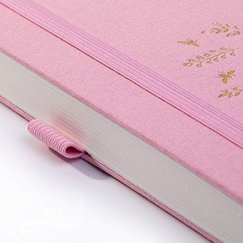 Primrosia A5 Dot Grid Watercolor Journal Notebook – 160 pages I 160gsm Premium Heavy Paper, No Bleed – Luxe Linen Hard Cover with Cute Deer Slip Cover (Pink Butterfly, 1)