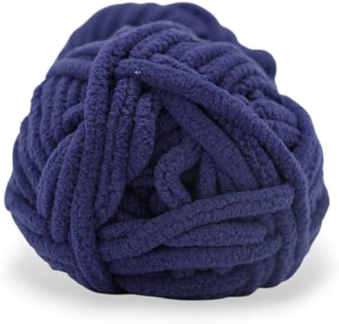 Size 6 Chenille Yarn 50g/32yds, 100% Polyester, Never Compressed to Keep Yarn Fluffy, 1 Pack, Each Skein - 1.76oz/50g, 32yds/35m, for Crocheting and Amigurumi, Bright Navy, Color 11