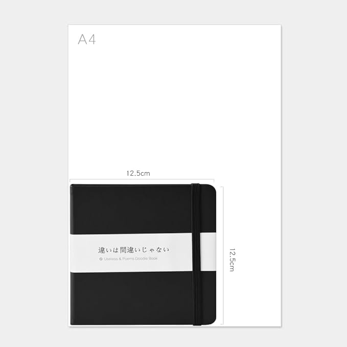 Mifuner Small Square 5x5 80gsm Mini Notebooks Blank Pages Sketchbooks Travel Journal Pocket Hardcover Paint Writing Notebook Blank Diary Memo Planner Sketchbook PU Leather Cover, Black