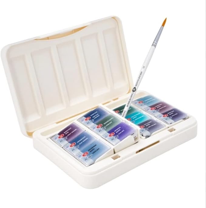 White Nights Granulating Watercolor Set 12 Full Pans of Professional Artist Grade Paints Vibrant Lightfast Colors Portable Durable Box by Nevskaya Palitra