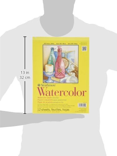 Strathmore 300 Series Watercolor Paper Pad, Tape Bound, 9x12 inches, 12 Sheets (140lb/300g) - Artist Paper for Adults and Students - Watercolors, Mixed Media, Markers and Art Journaling