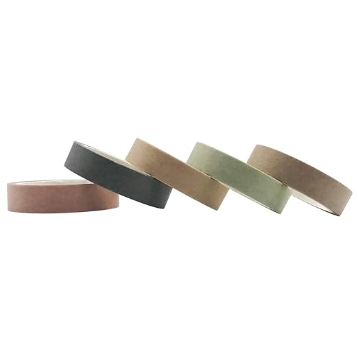 EnYan Solid Color Washi Tapes Set, 5 Rolls Basic Collection Decoration 10mm Wide Japanese Masking Decorative Tapes for Bullet Journal Planners DIY Crafts Arts Scrapbooking Adhesive