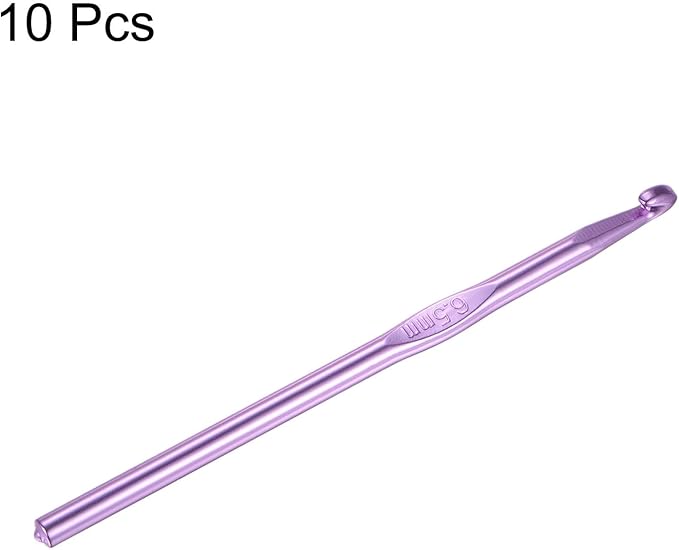 uxcell Aluminum Crochet Hook 6.5mm US Size K (Size 10.5) Knitting Needles for DIY Craft Yarn Purple 10Pcs