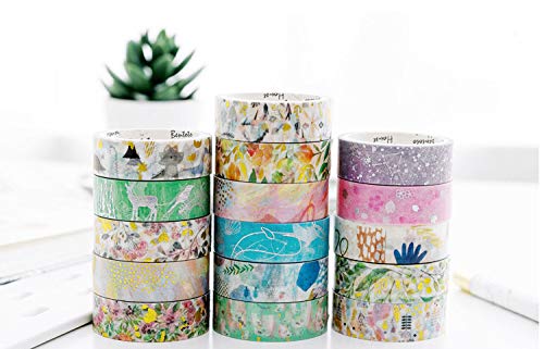 YUBBAEX Gold Washi Tape IG Style Foil Masking Tape Set Decorative for Arts, DIY Crafts, Journal Supplies, Planners, Scrapbook, Card/Gift Wrapping -4 Rolls x 15mm- (Geometric Bronzing)