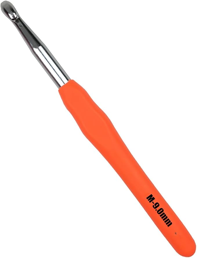 Mdoker Extra Long Crochet Hooks,Large Size M/N/13(9.0mm) Crochet Needles,Ergonomic Grip Soft Handles for Handmade DIY Crocheting,Perfect for Arthritic Hands