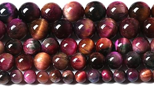 90pcs 4mm Top AAA Natural Tiger Eye Beads for Jewelry Making Rose Red Starry Sky Tiger Eye Stone Round Loose Beads DIY Bracelet Necklace Earrings(Rose Red Starry Sky Tiger Eye, 4mm)