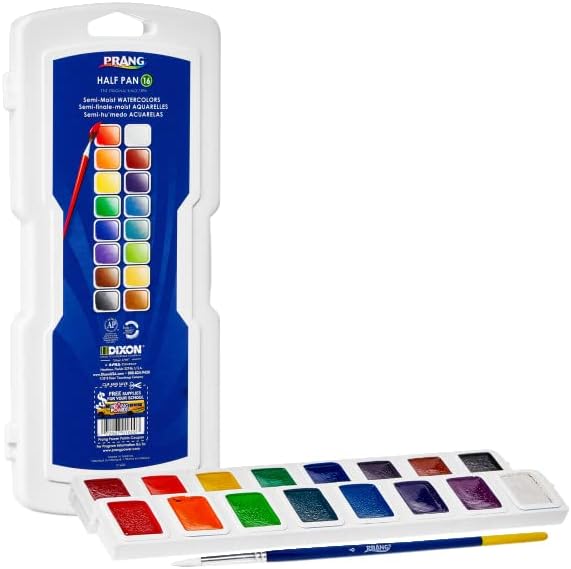 Prang Semi-Moist Watercolors 16-Color Half Pan Set