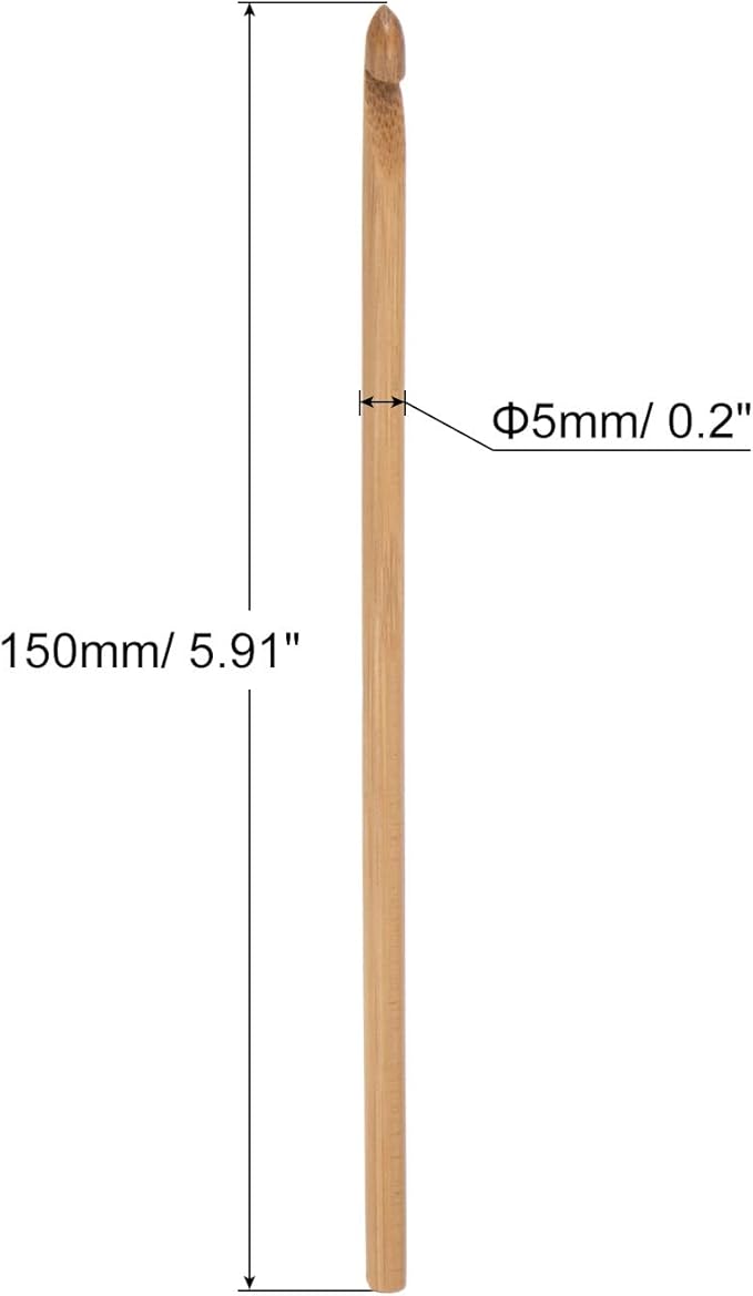 uxcell Wooden Bamboo Crochet Hook 5.0mm US Size H (Size 8) Knitting Needles for DIY Craft Yarn 6Pcs