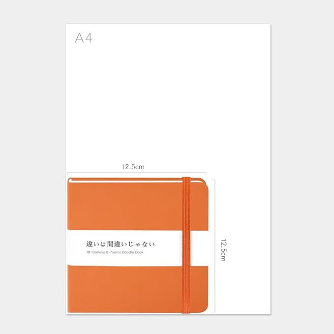 Mifuner Small Square 5x5 80gsm Mini Notebooks Blank Pages Sketchbooks Travel Journal Pocket Hardcover Paint Writing Notebook Blank Diary Memo Planner Sketchbook PU Leather Cover.Orange