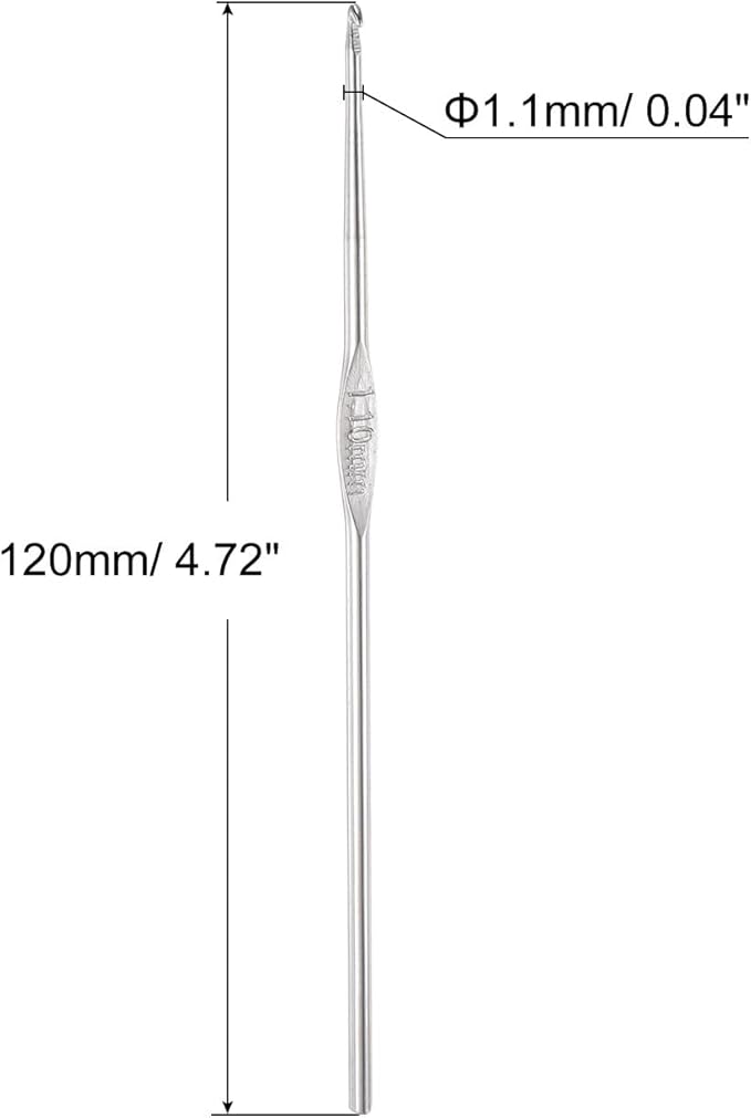 uxcell 20Pcs Crochet Hook Stainless Steel 1.1mm US Size 11 Metal Knitting Needles for DIY Craft Lace Yarn