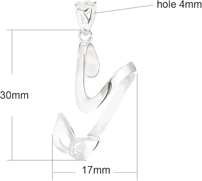 925 Sterling Silver Fox Shaped Pendant Base Setting fit 17X30mm Irregular Cabochon for Necklace Jewelry Making Craft