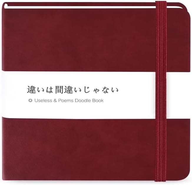 Mifuner Small Square 5x5 80gsm Mini Notebooks Blank Pages Sketchbooks Travel Journal Pocket Hardcover Paint Writing Notebook Blank Diary Memo Planner Sketchbook PU Leather Cover.Wine Red