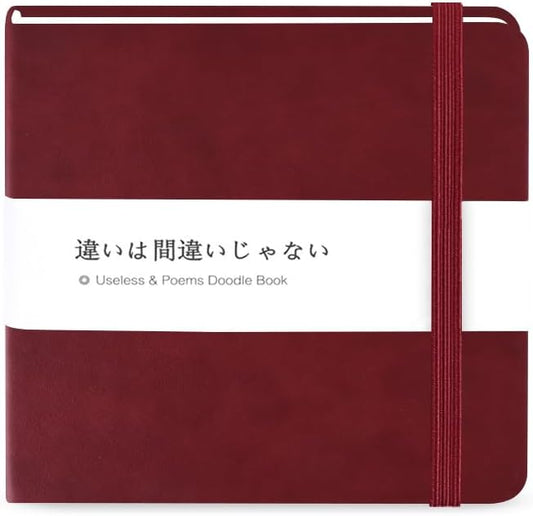 Mifuner Small Square 5x5 80gsm Mini Notebooks Blank Pages Sketchbooks Travel Journal Pocket Hardcover Paint Writing Notebook Blank Diary Memo Planner Sketchbook PU Leather Cover.Wine Red