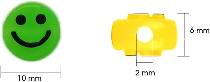 Amaney 480pcs Smiley Face Beads 24 Colors 10mm Big Acrylic Spacer Beads for Jewelry Bracelet Earring Necklace Craft Mobile Phone Pendant Making Kit
