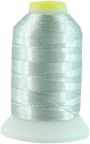 Threadart Metallic Thread | No. L2 - Silver | 500 Meter Cones (550 Yards) | 25 Brilliant Shiny Colors | For Machine Embroidery