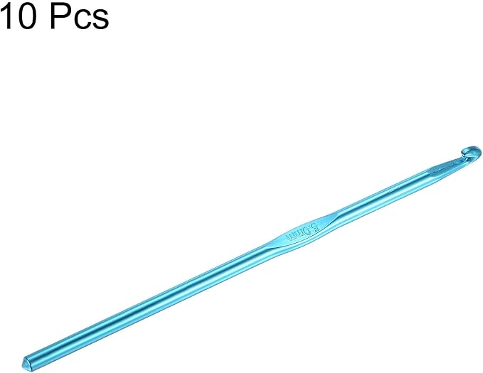 uxcell Aluminum Crochet Hook 5mm US Size H (Size 8) Knitting Needles for DIY Craft Yarn Blue 10Pcs