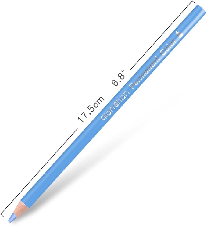 qianshan 12 Blue Colored Pencils Oil Based Pre-sharpened Wooden Colored Pencil Set for Adults Coloring Books Drawing Sketching Art Supplies, No Duplicates
