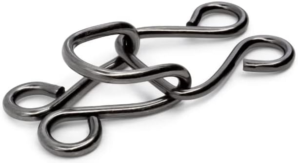 Lakesstory Metal Hooks & Eyes Closure - Heavy Duty Black Hooks for Clothing, Skirt & Pants Closures, 4 Sets