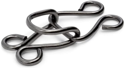 Lakesstory Metal Hooks & Eyes Closure - Heavy Duty Black Hooks for Clothing, Skirt & Pants Closures, 4 Sets