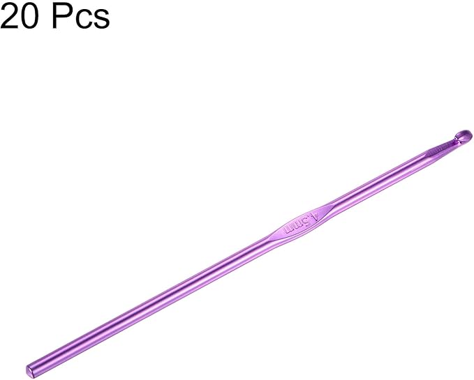 uxcell 20Pcs Aluminum Crochet Hook 4.5mm US Size 7 Knitting Needles for DIY Craft Yarn Purple