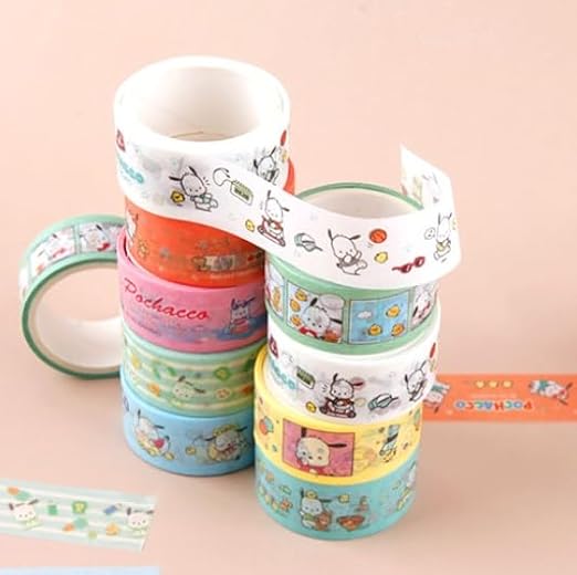 Cute Masking Tape, Washi Tape Set, 8 Pack, 0.6 Inch Wide (Green)