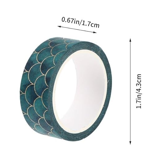 2pcs Green Washi Tape Decorative Masking Adhesive Tape，Oriental Aesthetics Mermaid Fish Scale Tape for DIY Crafts Gift Wrapping Planners Arts and Crafts Tape Adhesives,Arts and Crafts Tape,Adhesives