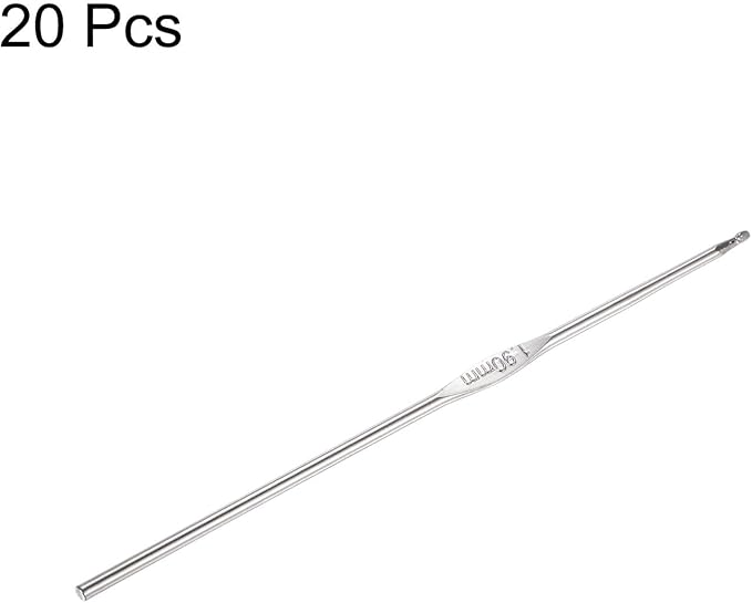 uxcell 20Pcs Crochet Hook Stainless Steel 1.9mm US Size 5 Metal Knitting Needles for DIY Craft Lace Yarn