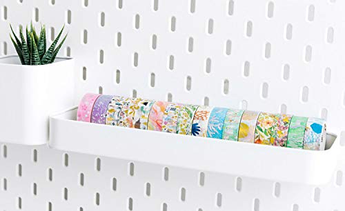 YUBBAEX Silver Washi Tape IG Style Laser Foil Masking Tape Set Decorative for Arts, DIY Crafts, Journal Supplies, Planners, Scrapbook, Card/Gift Wrapping -4 Rolls x 15mm- (Watercolor Laser)