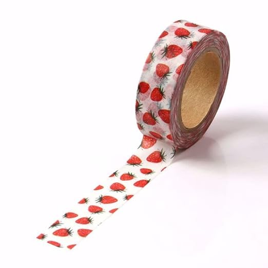 CIAIJE Strawberry Washi Dots - 5/8" x 393" Wave Foil Craft Tape for Scrapbooking & Decor