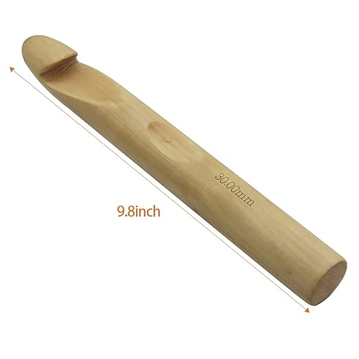 4 PCS Natural Big Wood Crochet-15/20/25/30mm of 4 Wooden Crochet Hooks Used to Crochet Thick Blankets and Huge Crochet Hooks for Large Projects
