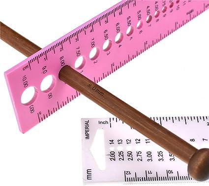 Pink Measure Ruler, Plastic Inch All in One Crochet Hook Craft for Knitting Needles Sewing Ruler Needle Gauge Sewing Arts, Crafts and Sewing