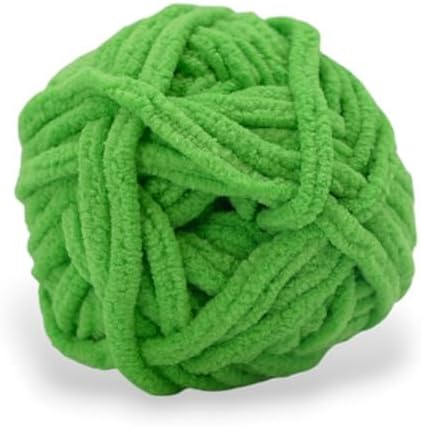Mix and Match Colors, Automatic Discount at Checkout – Size 6 Yarn (50g 38yds) – Chenille for Crocheting and Knitting, Blankets, Plushies, Amigurumi, and Home Decor – Minty Green, Color 5