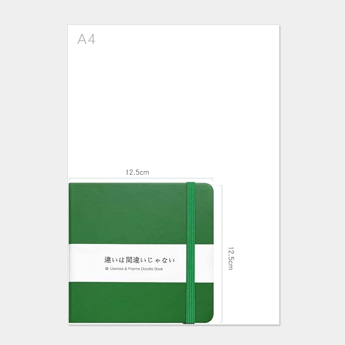 Mifuner Small Square 5x5 80gsm Mini Notebooks Blank Pages Sketchbooks Travel Journal Pocket Hardcover Paint Writing Notebook Blank Diary Memo Planner Sketchbook PU Leather Cover, Grass Green