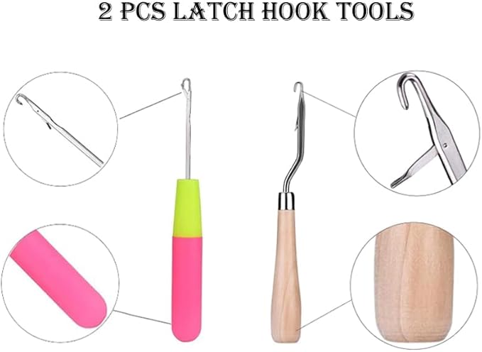 Puzamen Latch Hook Pillow Kits for Adults Beginner Christmas with Pre-Printed Canvas Rug Needlework Pillowcase Making Kit Home Arts Crafts Sofa Decoration