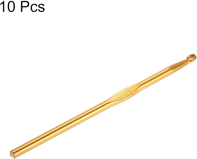 uxcell Aluminum Crochet Hook 6mm US Size J (Size 10) Knitting Needles for DIY Craft Yarn Gold Tone 10Pcs