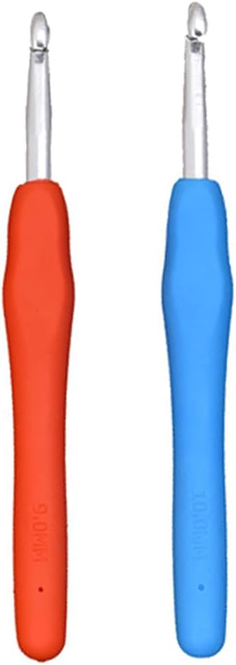 Size 9mm 10mm Crochet Hooks Set for Arthritic Hands Ergonomic Soft Grip Handles Crochet Needles for Beginners Advanced Smooth Knitting Needle Hooks for DIY Knitting Sweaters Socks