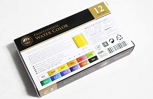 Mungyo Professional Half Pan Size Water Colors Set in Tin Case/Integral Mixing Palette in The lid (12 Colors)