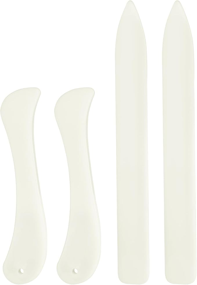 WONVOC 4 Pcs Bone Folders, Crease Makers, Scoring Tool, Plastic Bone Folder Paper Creaser, Folding Bookbinding Tool, Origami Tools for Making Paper Crafts Quilting Leathercraft Bookbinding