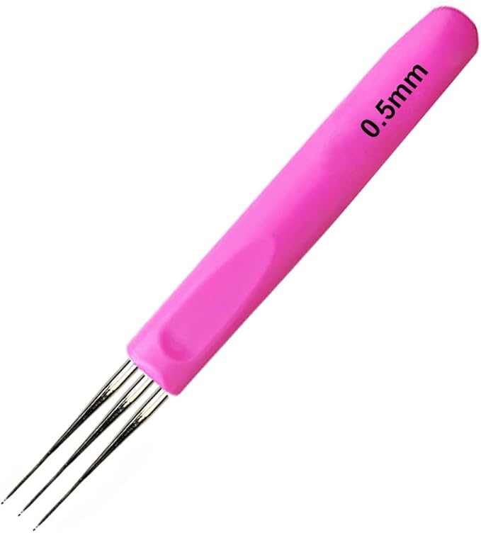 Weabetfu Dreadlocks Crochet Hooks with Ergonomic Handle,Dreadlock Needle Tool for Craft,Dreadlock Crochet Hook for Hair 0.5mm 3 Hook