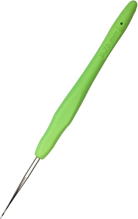 Hobekoee 0.75mm Lace Crochet Hook Ergonomic Handle for Arthritic Hands Soft & Smooth Knitting Needles for Beginners and Crocheting Yarn
