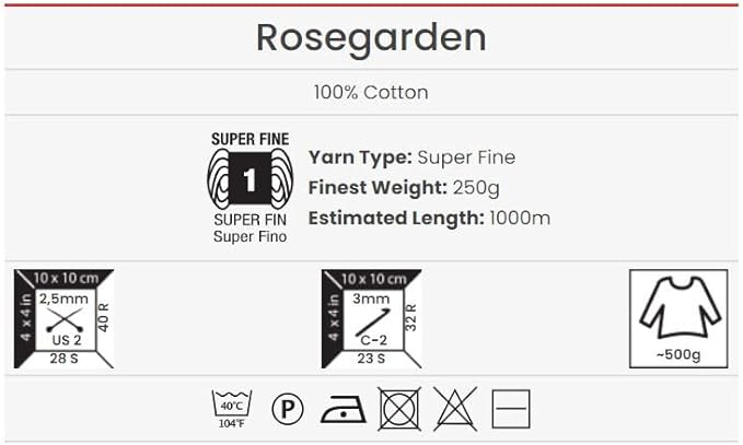 Yarn Art Flowers Rosegarden 100% Cotton 250gr 8.80 oz 1094yds Multicolor Cotton Yarn Rainbow Crochet Yarn Spring Summer (315)