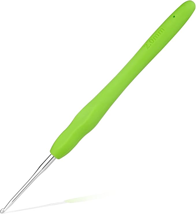 2 mm Crochet Hook, Ergonomic Handle for Arthritic Hands, Extra Long  Knitting Needles for Beginners and Crocheting Yarn (2 mm)