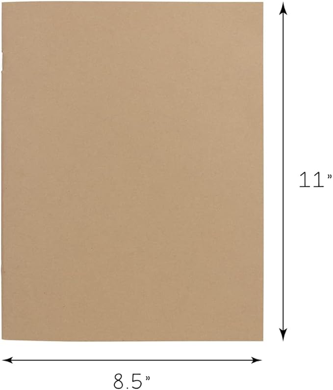 hygloss blank books - bulk 6 pack – 8.5" x 11" a4 kraft paperback blank books for kids to write stories, doodle, arts & crafts – plain drawing sketchbook, unlined journal, notebook without lines