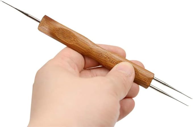 2 Pcs/Set Double Ended Dreadlock Crochet Hooks for Braid Hair (1 Hook 2 Hooks) Dreads Crochet Locs Needle for Braid Craft (0.5mm+ 0.75mm)