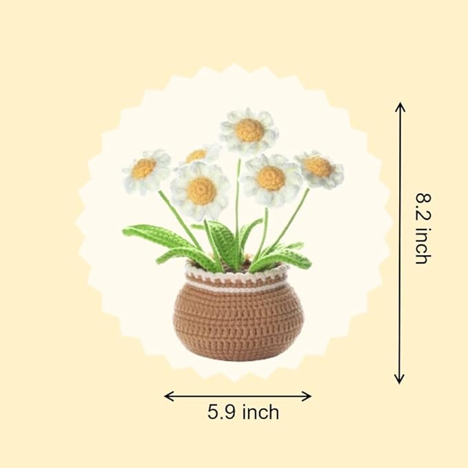 Crochet Set - Beginner Friendly Crochet Set with Step by Step Teaching Videos and Crochet Pattern Manuals (Daisy Potted Plant)