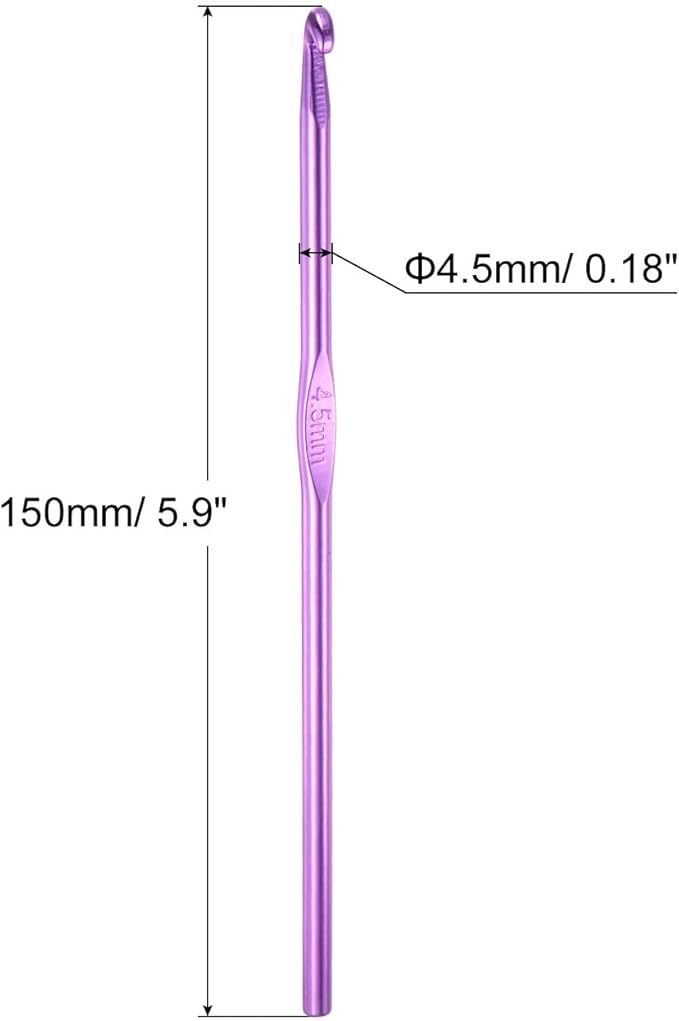 uxcell 20Pcs Aluminum Crochet Hook 4.5mm US Size 7 Knitting Needles for DIY Craft Yarn Purple