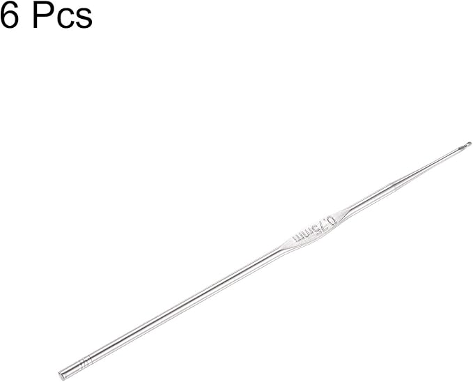 uxcell Stainless Steel Crochet Hook 0.75mm US Size 14 Knitting Needles for DIY Craft Yarn 6Pcs