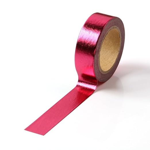 Hot Pink washi tape Hot Pink foil washi tape for wall Decorative crafts Washy-tape Mirror tape Hot Pink strips for wall decor Metallic washi tape Hot Pink duct tape (0.59in x33FT,Hot Pink,2 rolls)