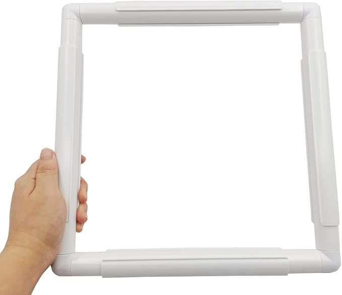 11 x 11 plastic cross stitch frame square embroidery hoop white diy sewing tools sewing hoop handhold craft clip embroidery snap frame hoop for cross stitching quilting (11 x 11)