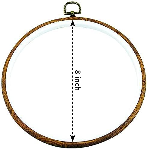 guofa 8'' round embroidery hoops – 5pcs 20cm imitated wood cross stitch hoop frames for needlepoint, diy sewing, and craft display